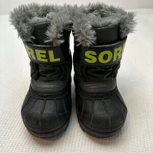 Sorel Snow Commander Winter Snow Boots Waterproof Gray Yellow Toddler's Size 5